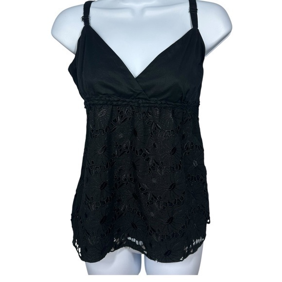 Old Navy Tops - Old Navy Womens Babydoll Crochet Black Tank Top Size Small Y2K Cottage Boho NWOT
